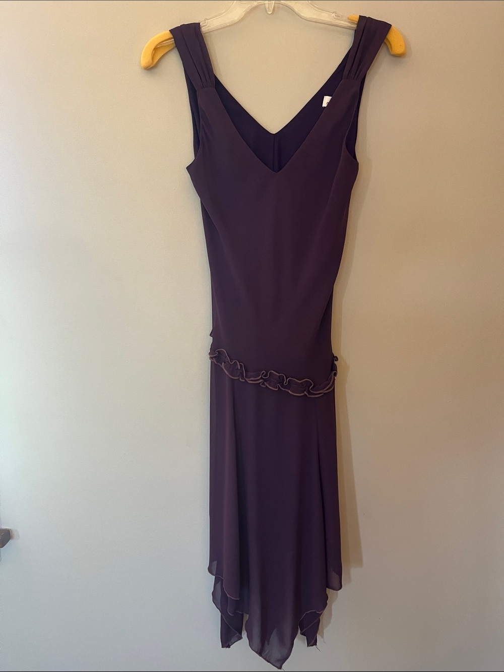 As U Wish Plum Purple V-Neck Sleeveless Ruffle Hem Dress